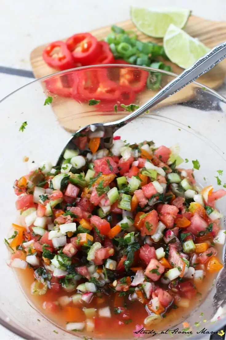 This fresh salsa recipe comes together in less than five minutes and is the perfect fresh topping for any meal, especially those packing a bit of heat.