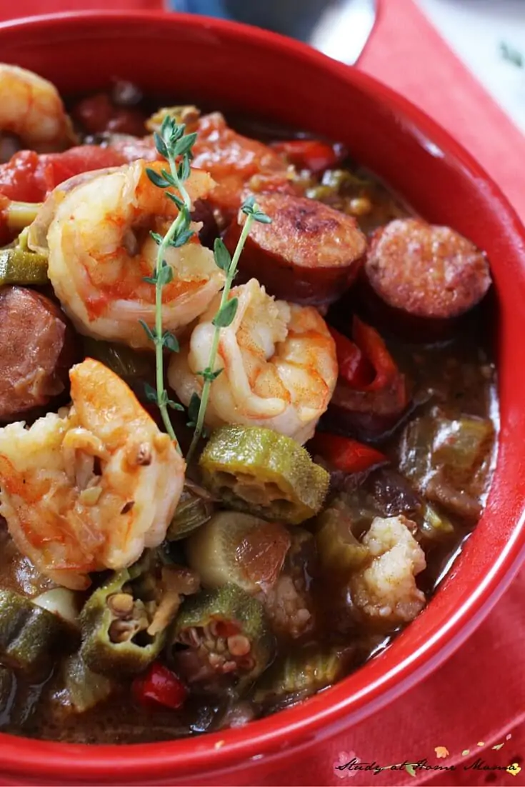 Oh yum, this easy healthy recipe for shrimp and sausage gumbo is to-die-for. Just a bit of heat, but layers and layers of flavour with that amazing broth, smoked andouille sausage, fresh shrimp, and perfectly cooked vegetables - pin this recipe for when you need a bit of southern comfort!