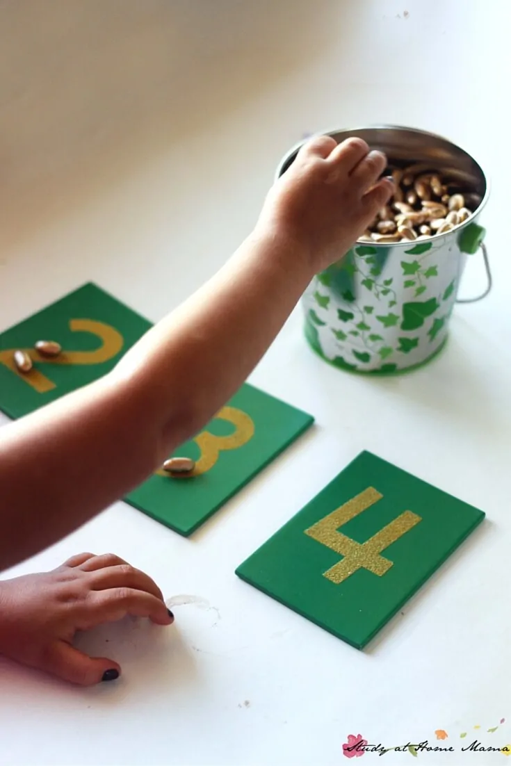 Sweet magic bean counting activity inspired by Jack and the Beanstalk - and what to consider when using themed learning materials