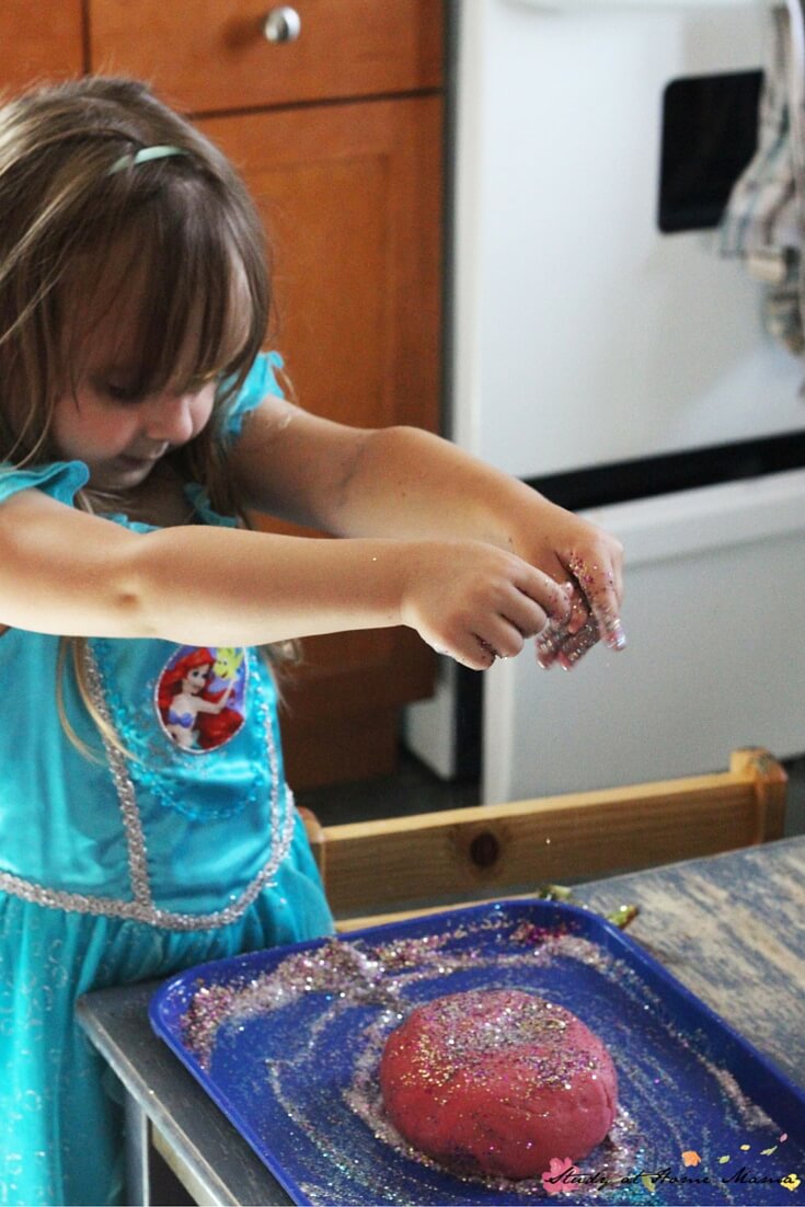 Sparkly Fairy Dust Play Dough - homemade play dough recipe for sparkle play dough