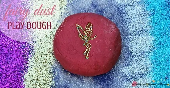 Fairy dust play dough - the perfect sparkly play dough for fairy pretend play. An easy homemade play dough recipe for sparkly play dough kids will love! Would make a great Peter Pan or Tinkerbell party idea