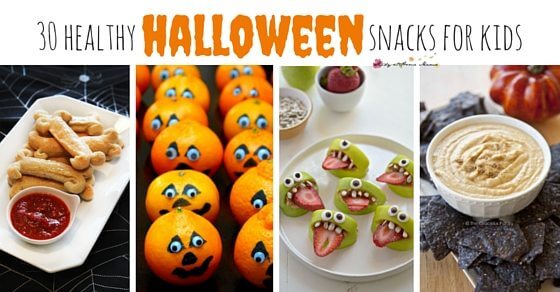 30 Healthy Halloween Snacks for Kids. Healthy Halloween Ideas to avoid the sugar highs and crashes while still having fun this Halloween, these cute Halloween snacks will be a hit in the kids' lunchboxes, or at the Halloween party