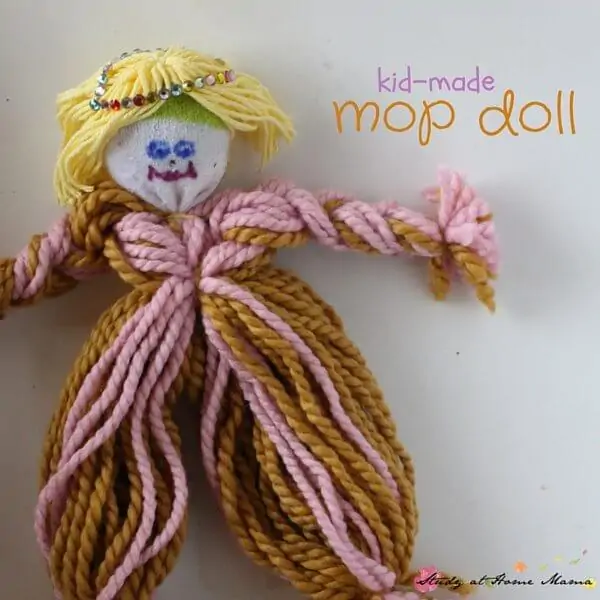 Cute kid-made mop doll - an easy independent craft for elementary-aged children