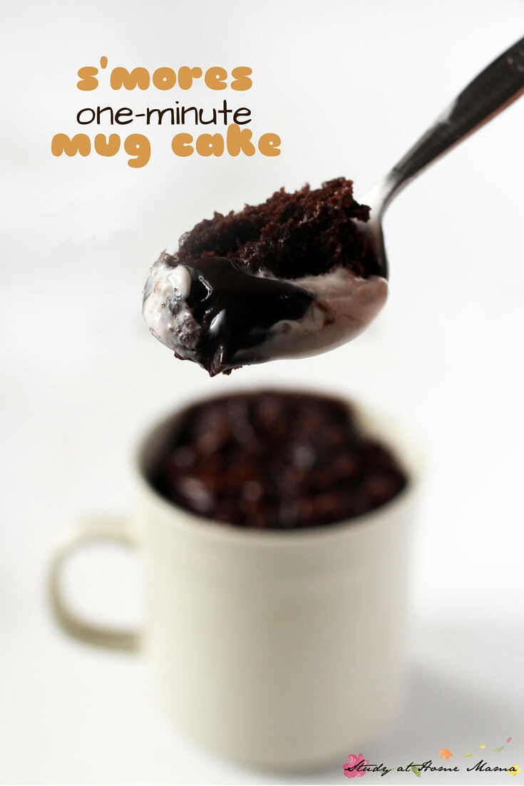 S'mores One-Minute Lava Mug Cake - seriously yummy. A perfect quick dessert when you just want a single portion to satisfy