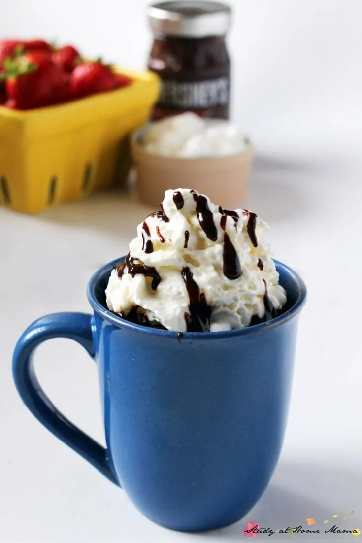 It looks like hot chocolate, but this is really a mug of S'mores Lava Cake.