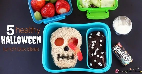 5 Healthy Halloween Lunch Box Ideas - everything from make-ahead lunches, to options to help fill out pizza day. 5 Spooky and Healthy Lunches your kids will love