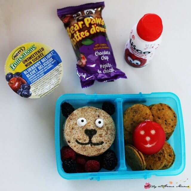 Bear Lunch Box idea - complete with bear-themed snacks. An easy and realistic themed lunch for kids