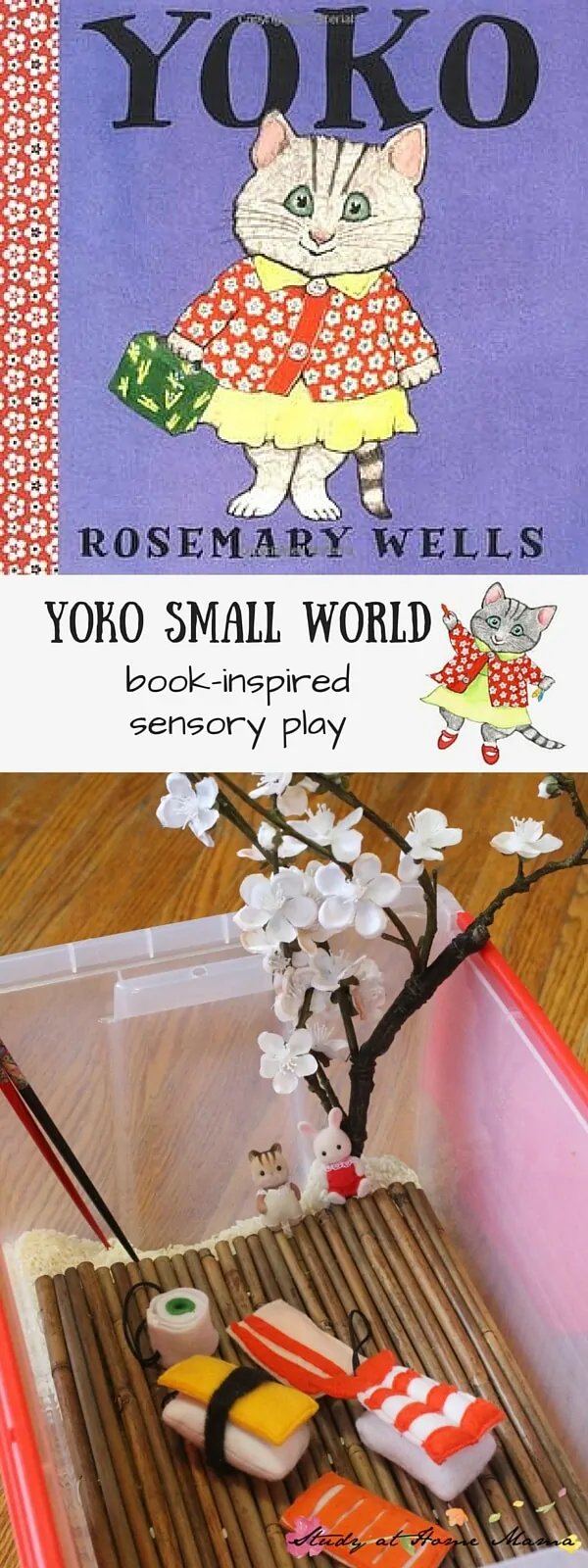 Book-inspired Sensory Play - inspired by Yoko by Rosemary Wells, this sweet small world set-up teaches about acceptance and diversity, and can be used to introduce children to learning about Japanese culture