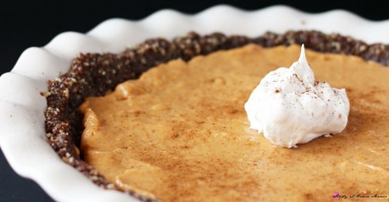 Easy Healthy Recipe for Pumpkin Pie, a vegan-friendly option for guests this Thanksgiving