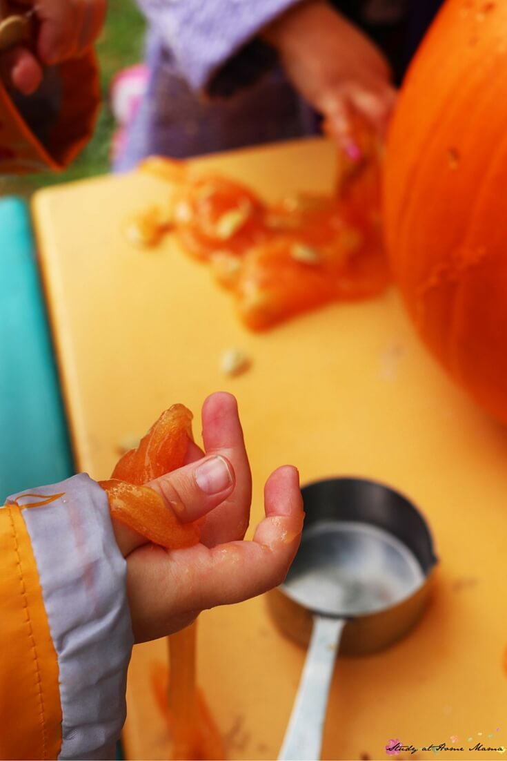Cool to the touch, and so inviting to play with, pumpkin slime is one of our favourite sensory play materials.