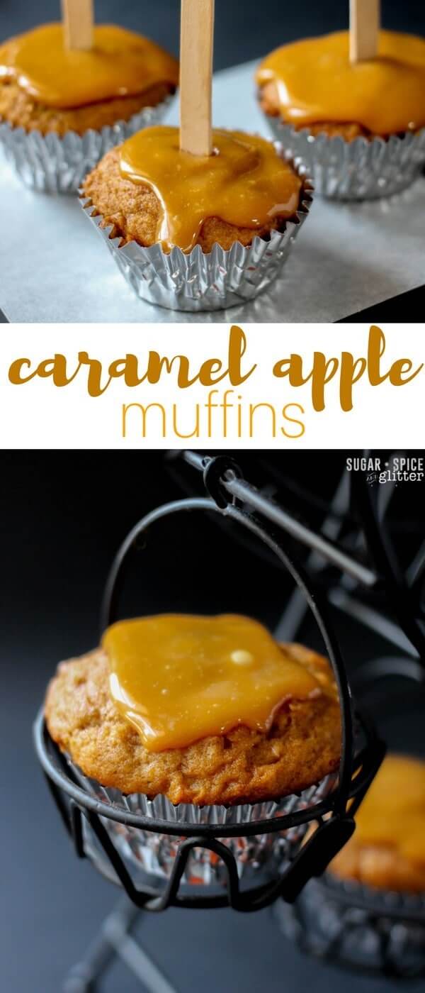 Caramel Apple Muffins - oh, these look like a delicious fall snack recipe that's just decadent enough. All of the flavour of a caramel apple in a muffin!
