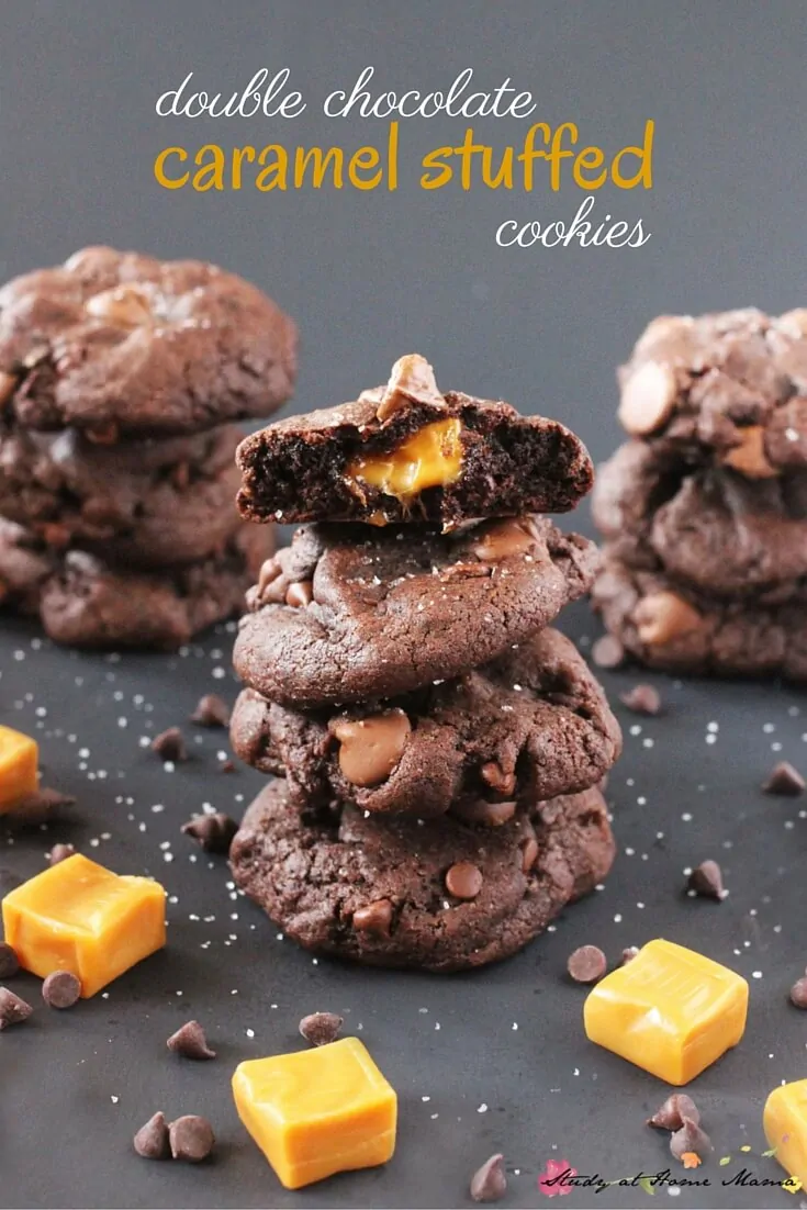 Double Chocolate Caramel-Stuffed Cookies