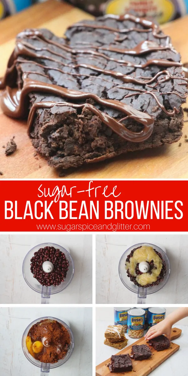 A delicious and easy recipe for sugar-free black bean brownies - your kids will never believe that this protein-packed dessert is actually good for them!