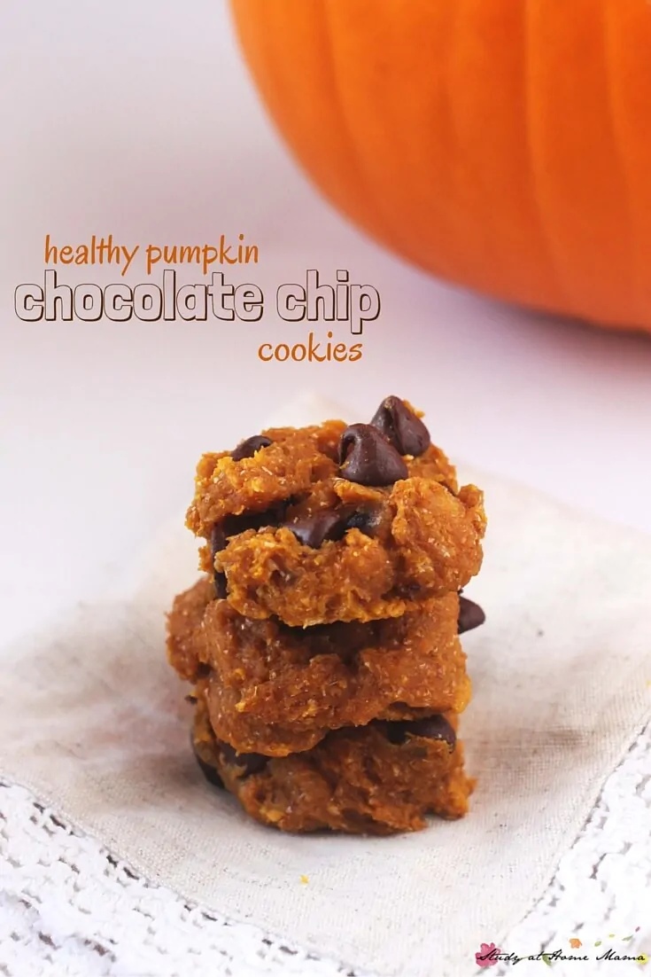 Oh yum! These healthy pumpkin chocolate chip cookies are delicious, with browned butter and a hint of sea salt, while staying healthy with whole wheat flour, no white sugar, and real pumpkin. An easy kids' kitchen recipe for the pumpkin fan in your home