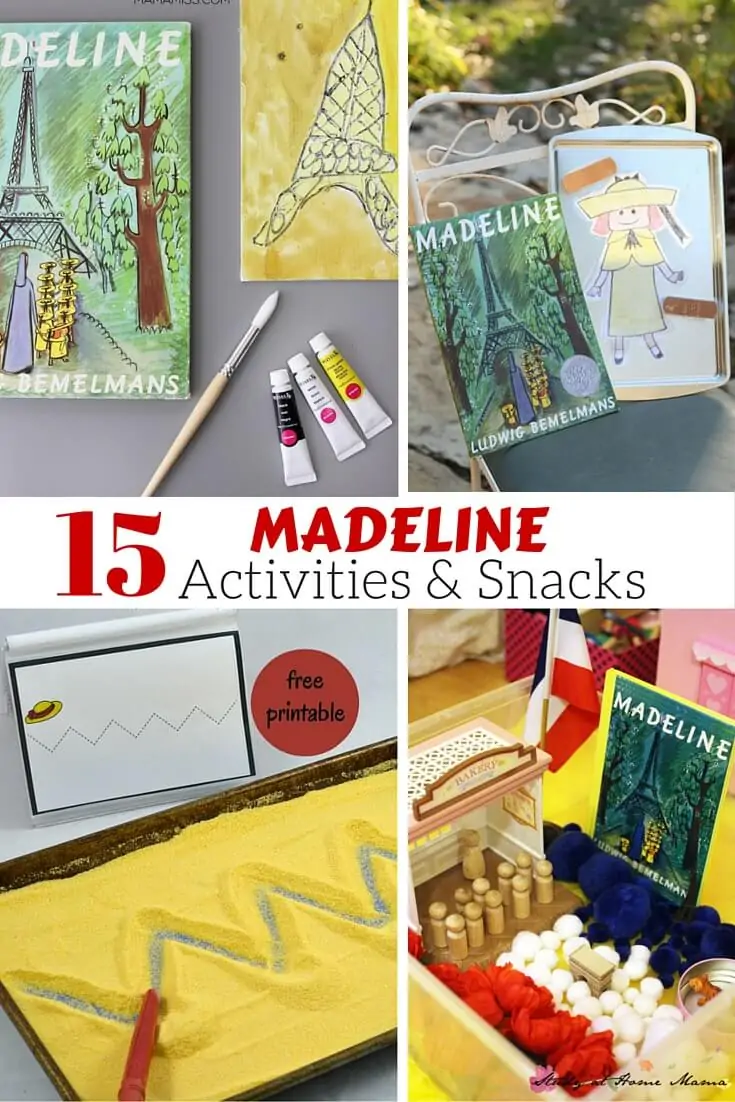 Do your kids love Madeline as much as mine do? This collection of 15 Madeline Activities & Snacks inspired by the classic book has everything from art, to gross motor activities, to snacks and everything in between!