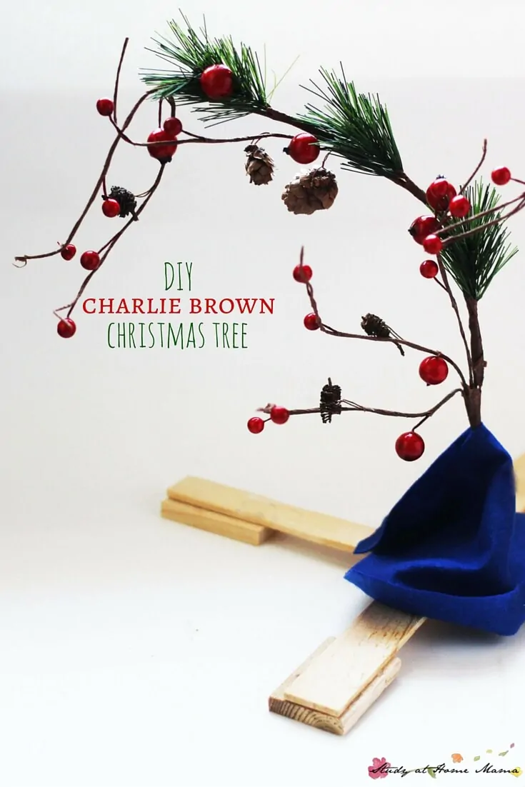 DIY Charlie Brown Christmas Tree - a fun kids' craft idea for the holidays. Watch the Peanuts Christmas Special and then make this cute Christmas tree craft to decorate your home. A homemade gift kids can make