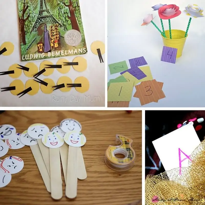Math and name recognition activities inspired by Madeline