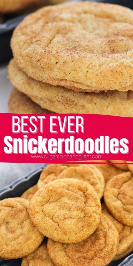 How to make the best ever Snickerdoodle Cookies - a tangy, vanilla sugar cookie that melts in your mouth, with a crispy cinnamon-sugar coating. These cookies are my family's favorite cookies and I hope your family loves them, too!