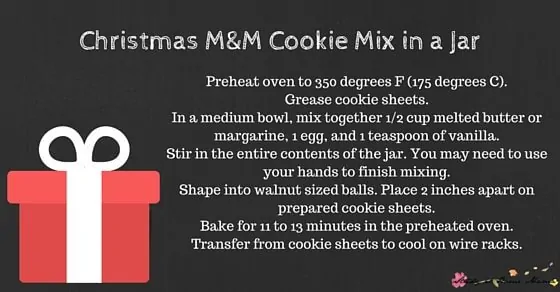 Christmas M&M Cookie Mix in a Jar Christmas Tag