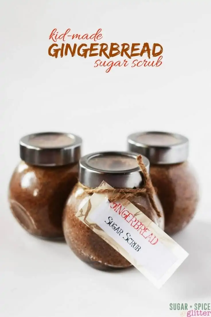 Gingerbread sugar scrub, a delicious smelling homemade gift for the holidays. Pamper yourself or your friends with this easy homemade sugar scrub that smells good enough to eat!