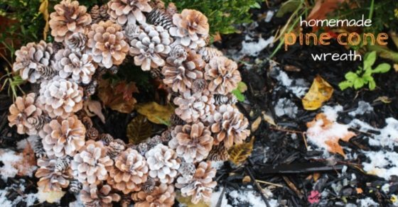 Kid-made Homemade Pine Cone Wreath - gorgeous winter home decor using naturally sourced materials