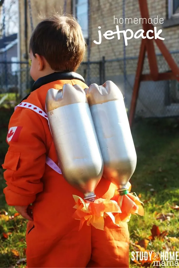Easy homemade jet pack toy that kids can make. The perfect homemade toy for your budding astronaut that can be whipped together with a few recyclables!