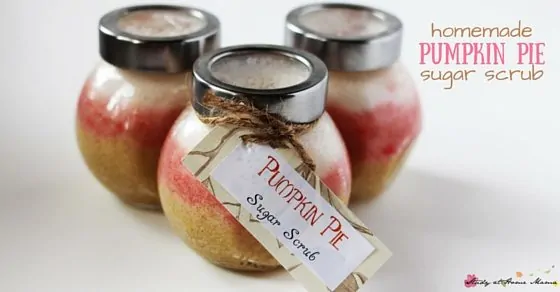 Homemade Pumpkin Pie Sugar Scrub, freshen up for the holidays with this deliciously-scented homemade gift. A gift kids can make independently, with just a little bit of supervision