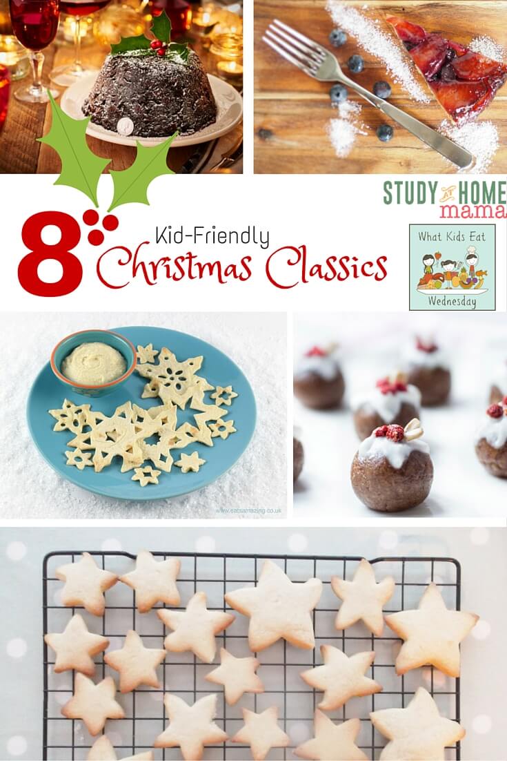 8 Kid-friendly Christmas Classic Recipes - every week we host a party and feature the best of what the previous week's guests "brought to the party." This week, I'm featuring 8 Christmas Classics that you and the kids will love - everything from Snowflake tortillas to a healthy twist on Christmas Pudding!