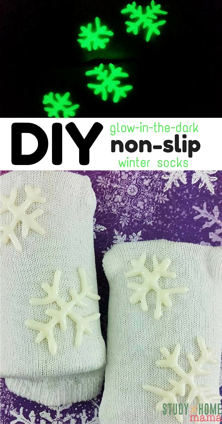 Glow in the dark puffy paint is perfect for the week of Christmas! Make these DIY Non-Slip Socks from Study At Home Mama when you meet up with the cousins at Grandma's house. 