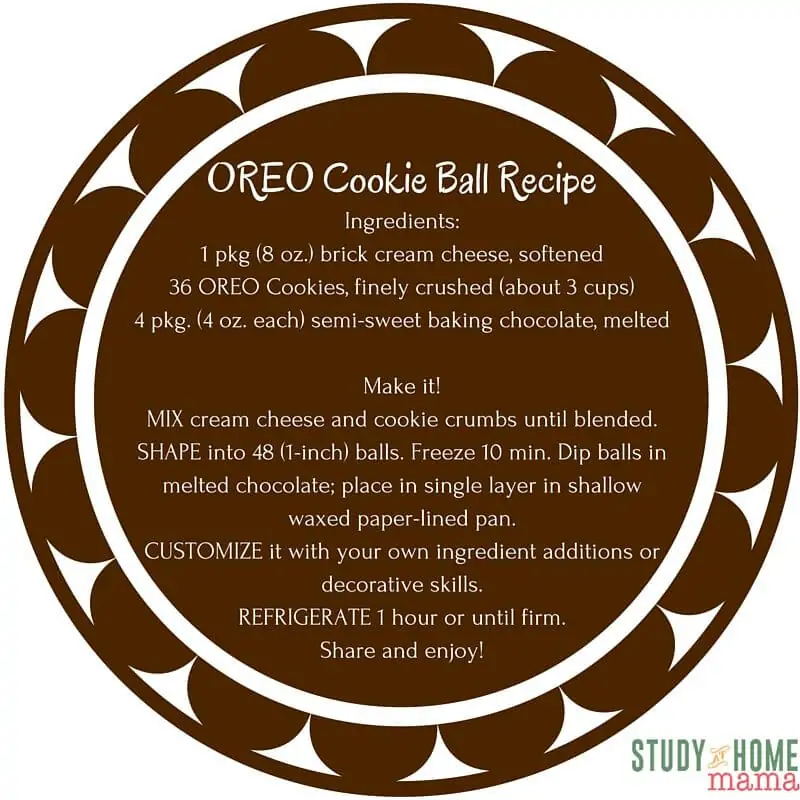 Oreo Cookie Ball Recipe Printable - perfect to use as a gift tag along with a box of OREO cookies