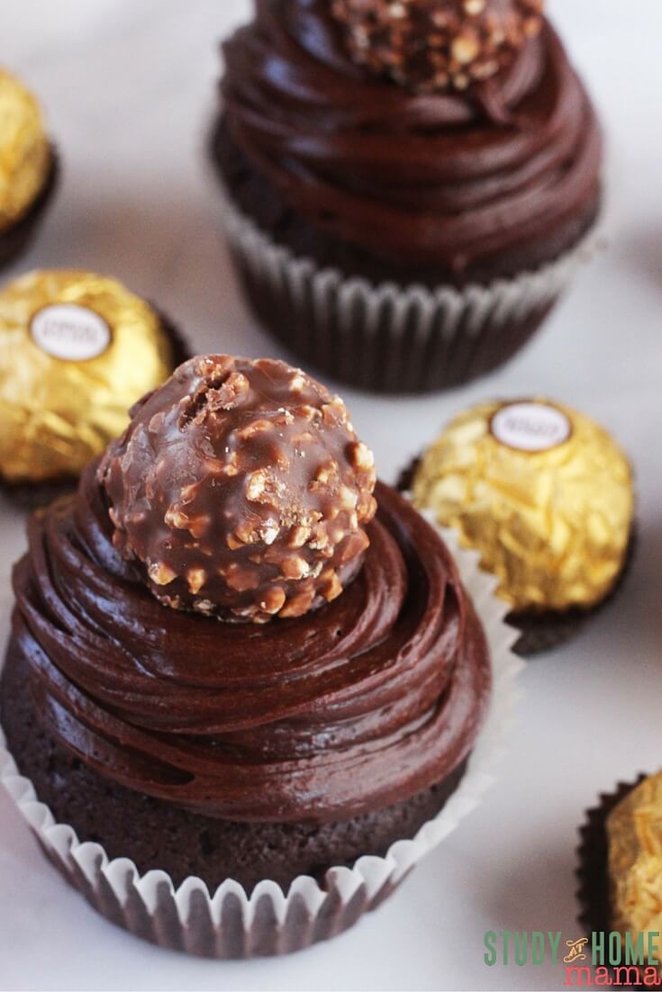 FERRERO ROCHER CUPCAKES. Yes. You read that right. A moist chocolate cake with a rich Nutella frosting, topped with a Ferrero Rocher chocolate. Pure decadence - the perfect cupcake to bring to a party