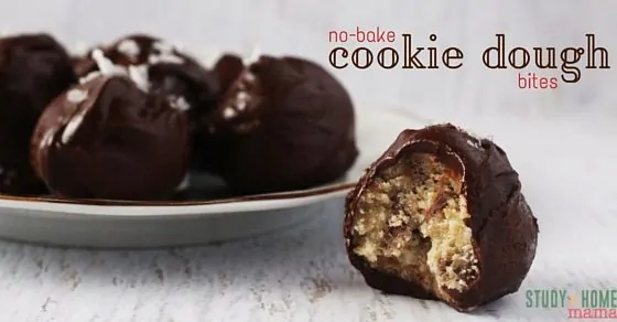 Kids' Kitchen No-Bake Cookie Dough Bites are perfect for any get together. Kids can make delicious chocolate balls for friends and family. Sweet and salty flavor in bite sized portions. 
