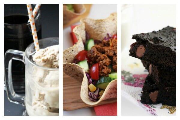 Game Day Meal Plan - rootbeer float ice cream, healthy taco salad, 3-ingredient brownies