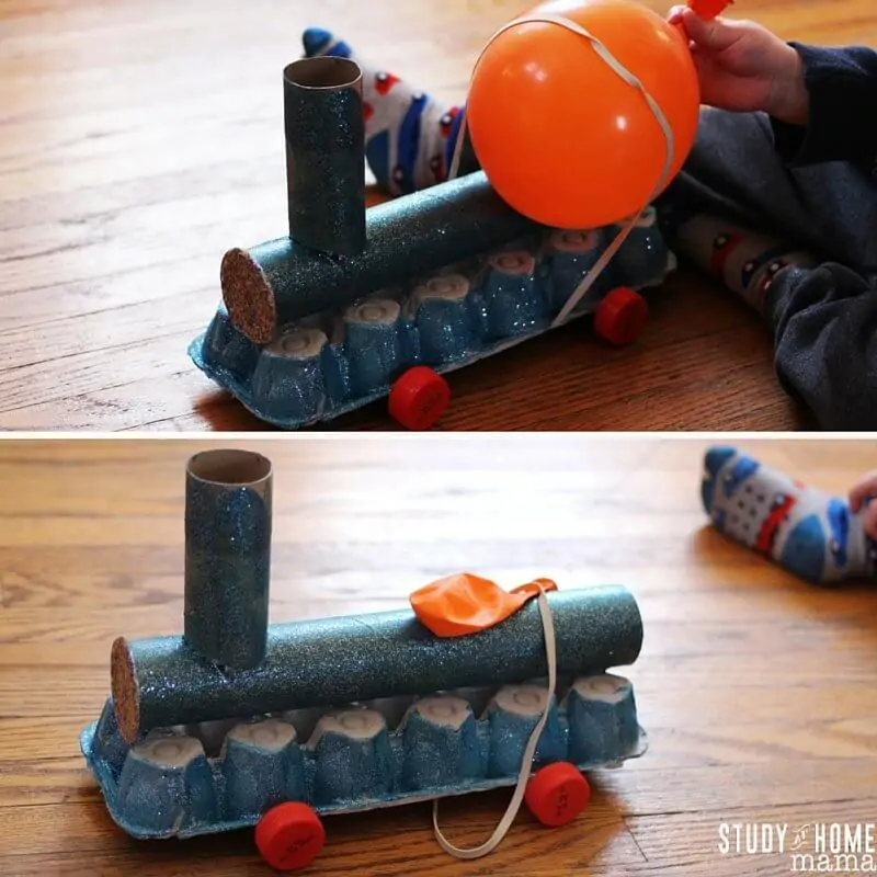 The Balloon-Powered Train: a great STEAM activity - make a train craft and use a balloon to actually make it move!