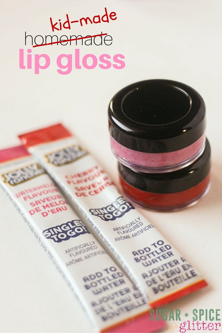 This Homemade Lip Gloss is the perfect homemade gift or party favour - perfect for a girl birthday party or slumber party activity. Made completely with food-grade ingredients, this lip gloss is safe enough for your youngest fashionista