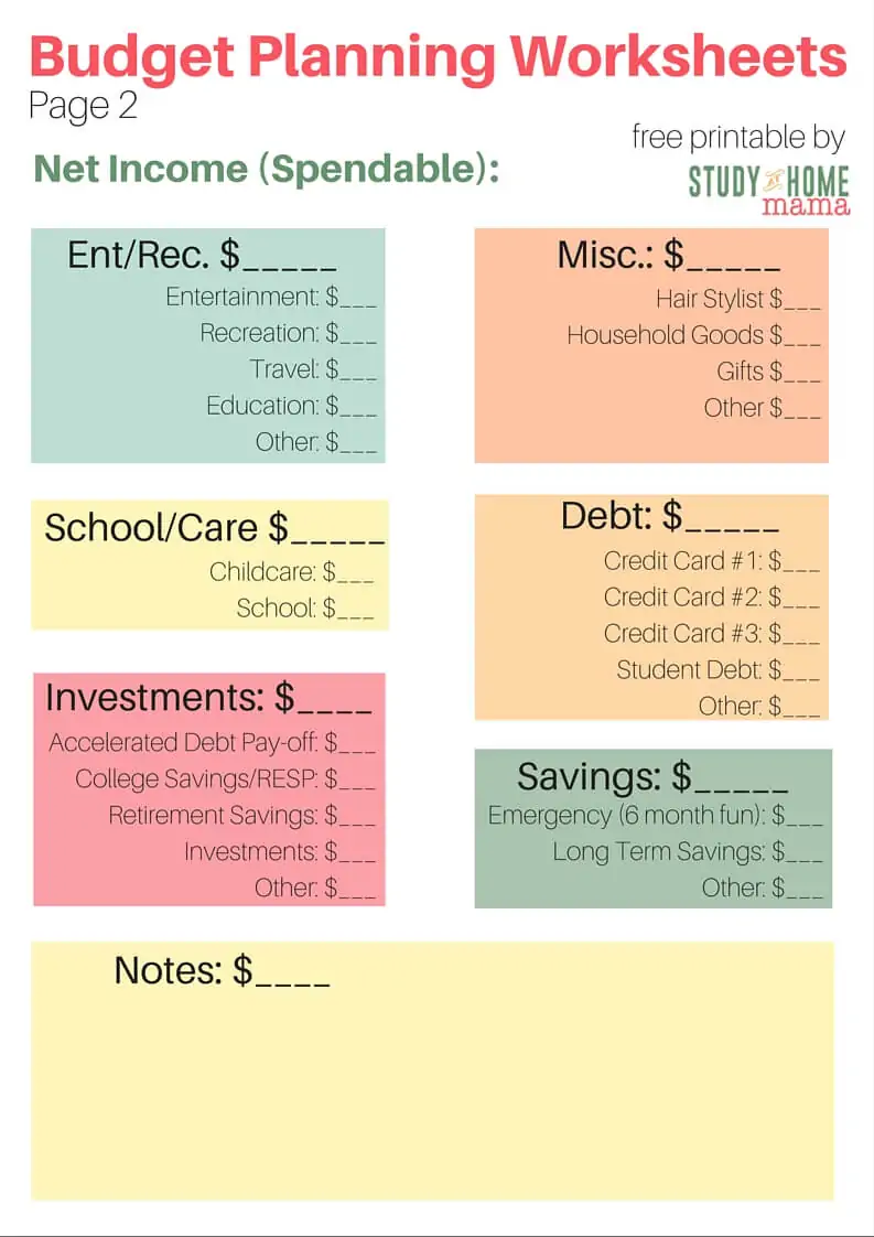 monthly budget printable 2