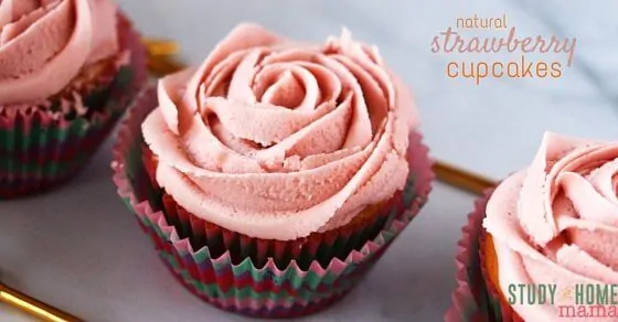Natural pink frosting on vanilla cupcakes - the perfect Mother's Day cupcake