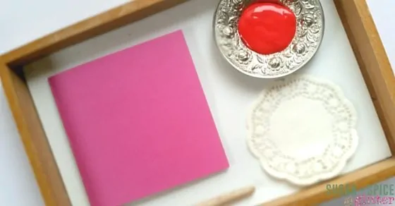 Doily painting for a simple Valentine's Day Art Activity