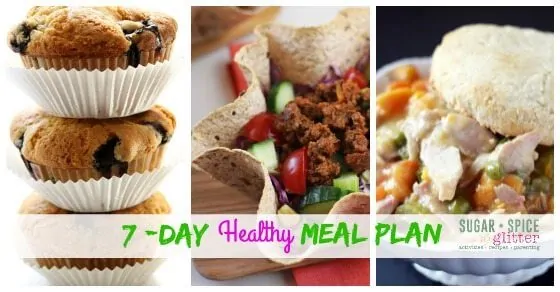 Healthy living takes work! Here's another edition to the healthy meal plan series on Sugar, Spice & Glitter. Find delicious meal plans that are packed full of flavor and free printable grocery list and meal list. Keep a healthy family without all the fuss!