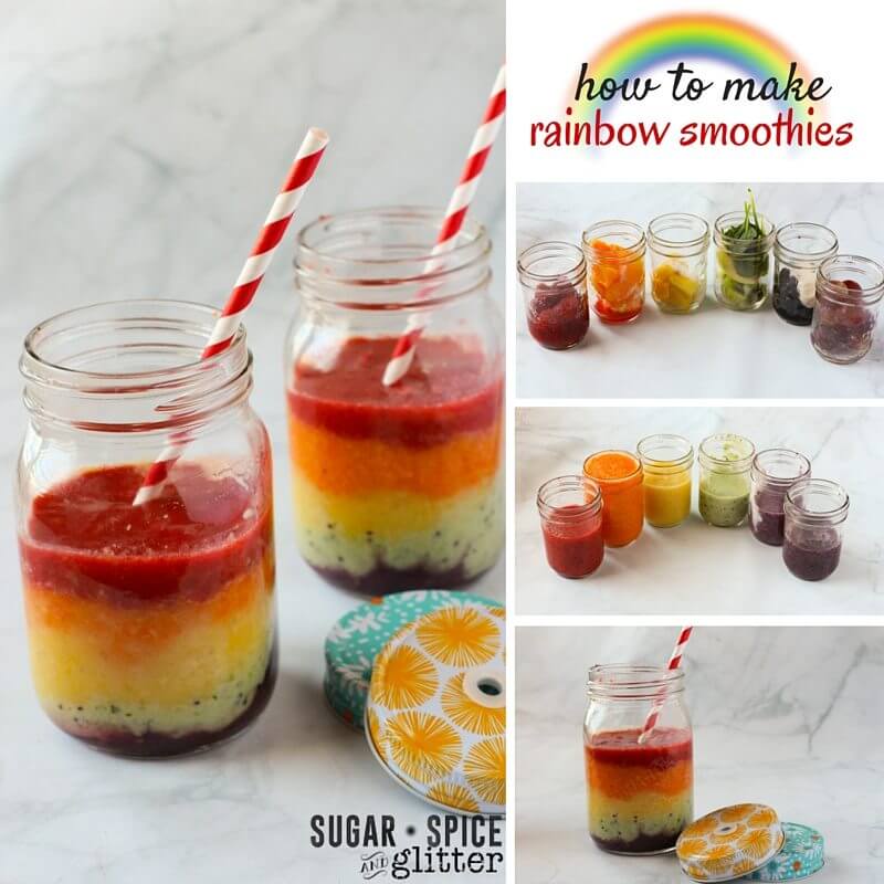 How to make rainbow smoothies with a variety of fruits and vegetables