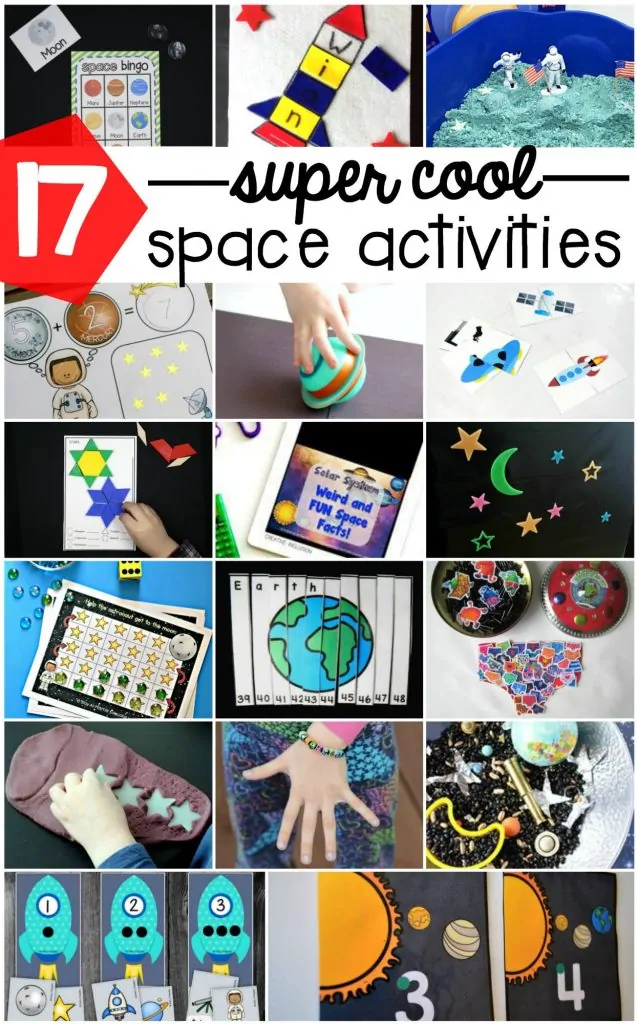 17 super cool space activities - from space sensory bins, to space printables, space science experiments, space crafts, and more!