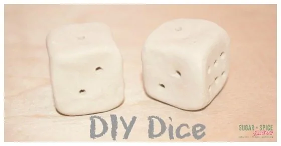 Make your set of dice with simple materials! Only a couple easy steps then add your own personal touch with custom paint on Sugar, Spice & Glitter