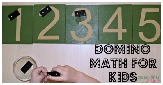 Easy materials for this domino math activity for kids!