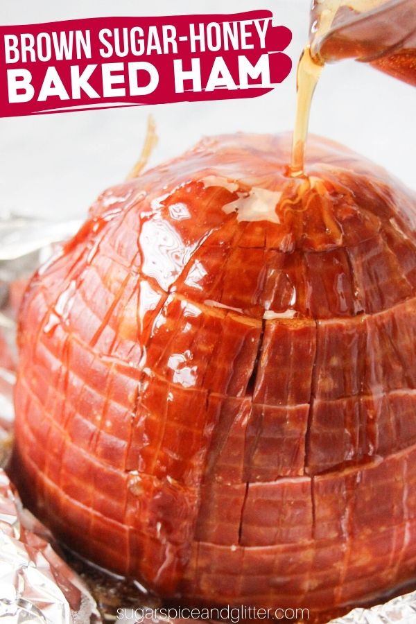 A delicious brown sugar ham recipe for the holidays, this Brown Sugar Honey Ham caramelizes in the oven, making it the perfect recipe if you like your holiday ham sweet and savoury.