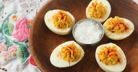 Easy Devilled Eggs recipe - creamy, delicious and flavourful devilled eggs, with or without mayo! These will have your guests singing your praises before supper even starts!