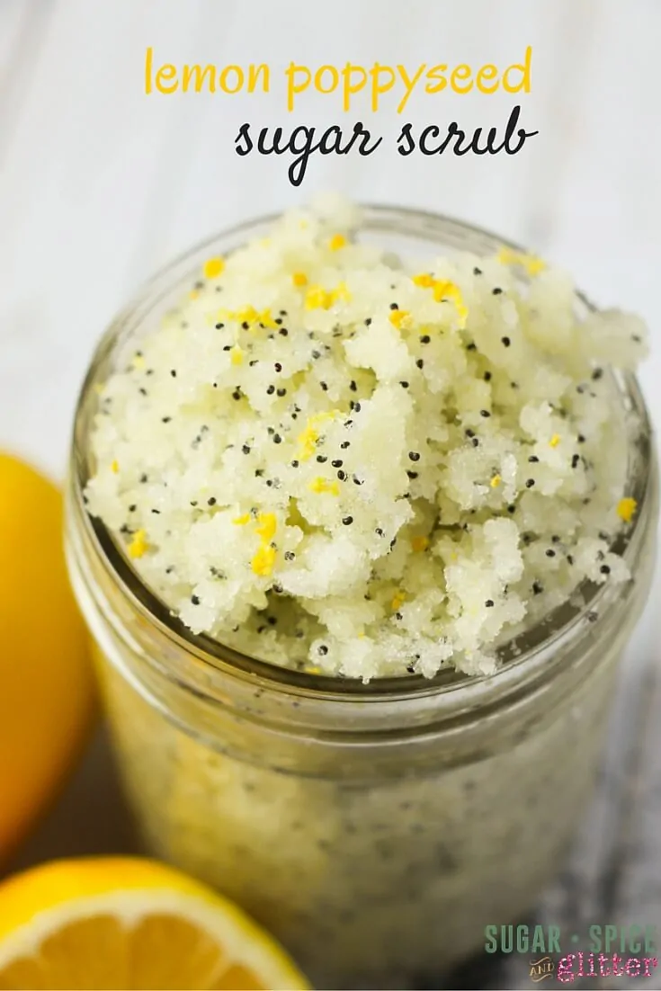 Yum, this Lemon Poppy Seed Sugar Scrub is a gorgeous homemade gift or special treat to yourself to make mornings a little bit more special. A homemade sugar scrub that really works to soften your skin and gently exfoliate