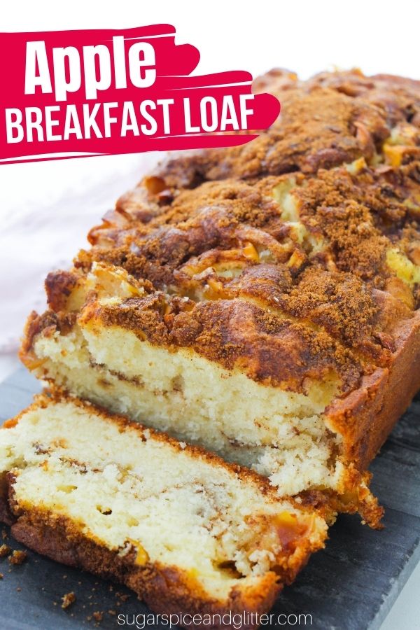 A decadent, tender breakfast bread with juicy chopped apples and a brown sugar-cinnamon swirl and topping. This easy apple loaf recipe is simple enough for kids to help make and takes less than 10 minutes to prep!