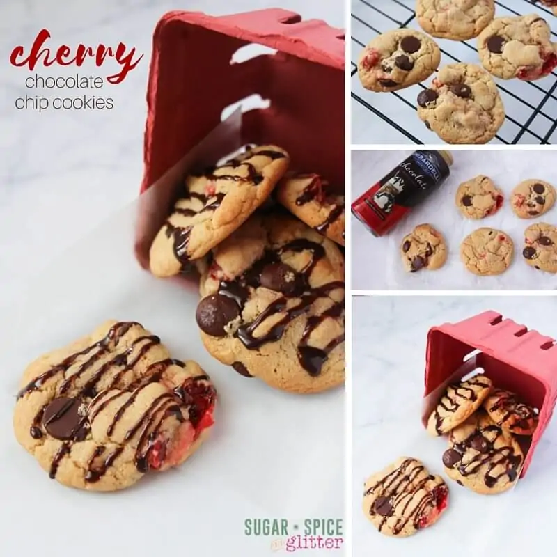 How to make this cherry chocolate chip cookie recipe, complete with browned butter and dark chocolate drizzle