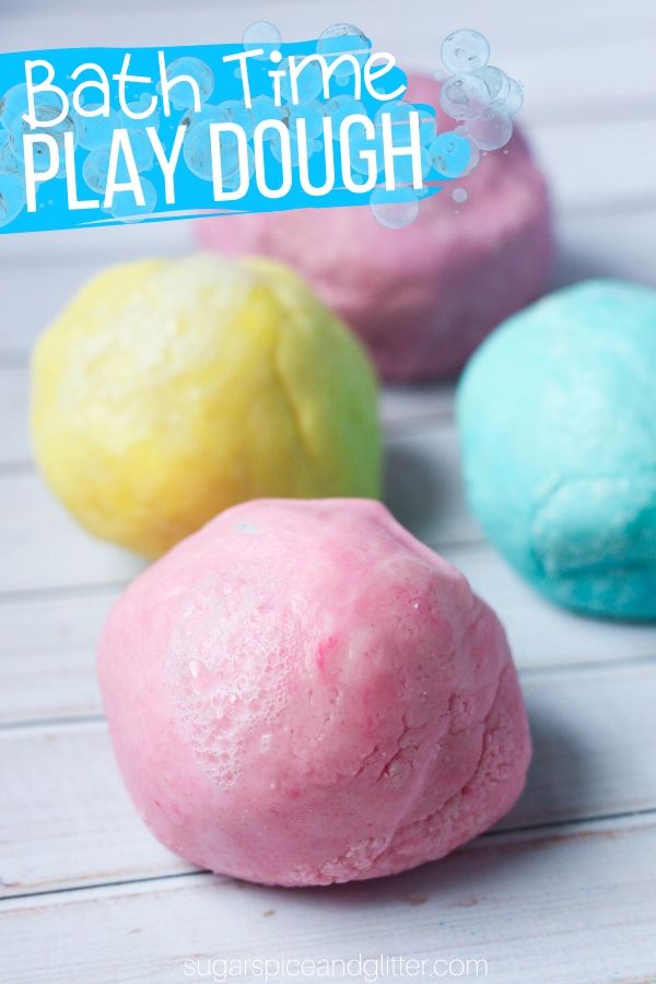 This play dough soap is the most fun bath time sensory play idea - squishy, sudsy with no mess AND it actually helps the kids get clean!