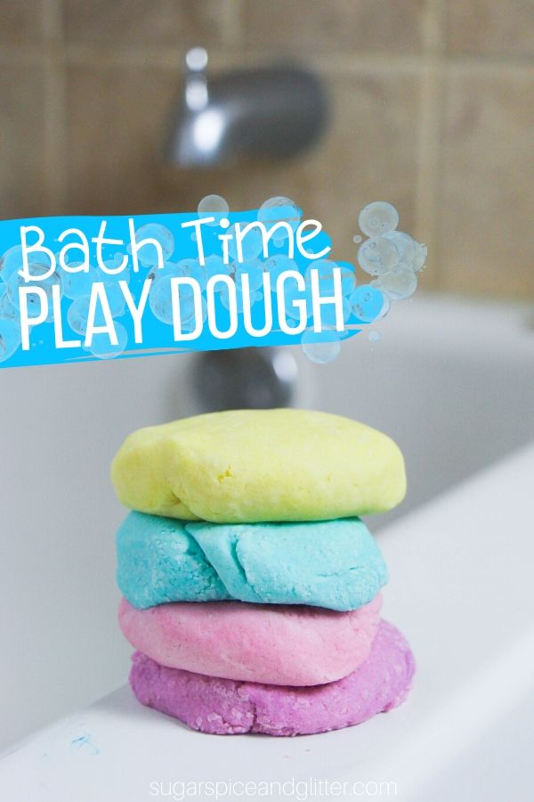 How to make homemade play dough soap - a fun idea for bath time sensory play, this play dough soap actually suds up and cleans and doesn't leave any residue on your bath